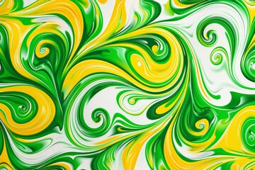 Vibrant Green and Yellow Swirls Abstract Art