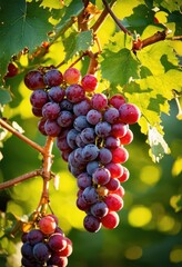 Naklejka premium Grapes on a Vine: A Close-up View of a Fruit Tree