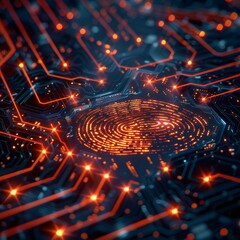 Close-up of a digital fingerprint scanner, showcasing the evolving nature of security and identity in the digital world.