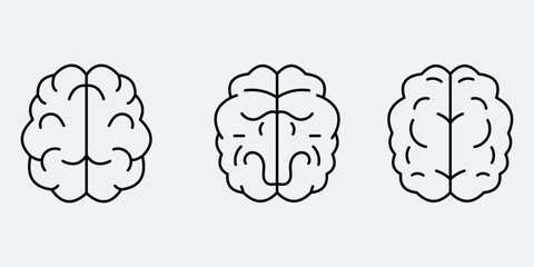 set human brain cells icon collection