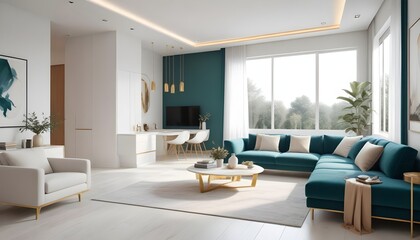 Photo interior modern design room 3d illustration