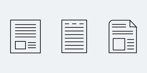 document icons , paper and file icon set. Collection of document icons , paper and file vector icon set