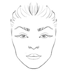 Woman's face chart for makeup artists

