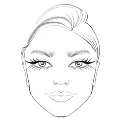 Woman's face chart for makeup artists
