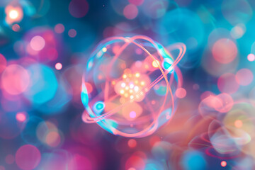 Abstract photo of small atom in pastel colors