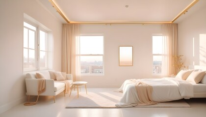 Fototapeta premium Photo interior modern design room 3d illustration