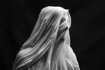 This adorable vector 3D illustration mockup and rendering features a lovable ghost, wearing a white sheet and exuding joy with its happy expression.