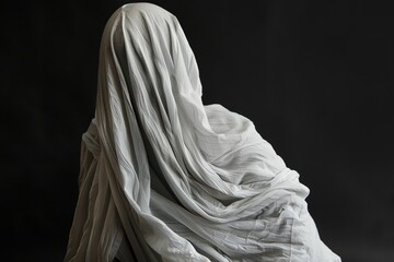 This adorable vector 3D illustration mockup and rendering features a lovable ghost, wearing a white sheet and exuding joy with its happy expression.