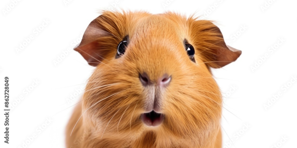 Poster a small brown and white rabbit with a pink nose and pink ears. the rabbit is looking at the camera w