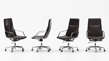 Obraz premium black office chair isolated on white, set