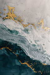 Naklejka premium Canvas poster: abstract stains of gray-gold and blue paint in the style of wallpaper