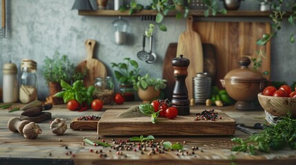 Rustic Kitchen with Fresh Ingredients