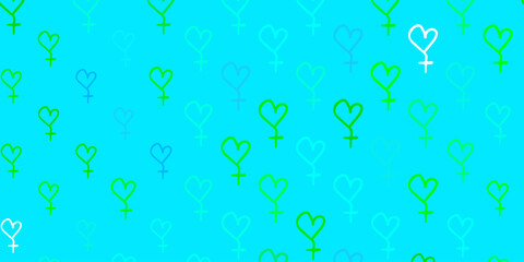 Light Multicolor vector pattern with feminism elements.