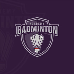 shuttlecock of badminton emblem logo vector illustration template icon graphic design. sport sign and symbol for club or academy or tournament with badge modern style concept