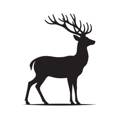 Deer Silhouette Vector Drawing 