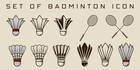 set of icon badminton vector illustration template graphic design. bundle collection of various sport shuttlecock sign or symbol for tournament or club academy concept