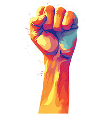 Rainbow Fist With Splashes