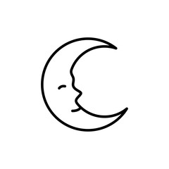 Crescent Moon outline icons, minimalist vector illustration ,simple transparent graphic element .Isolated on white background