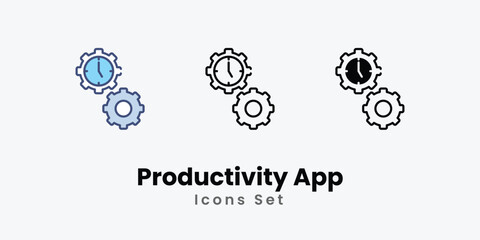Productivity App icons vector set stock illustration