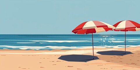 Fototapeta premium Beachside with Minimal Umbrella Design