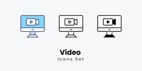 Video icons vector set stock illustration