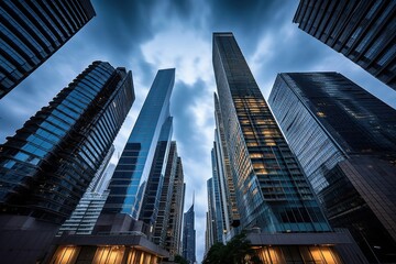 Fototapeta premium Modern city skyscraper architecture cityscape.