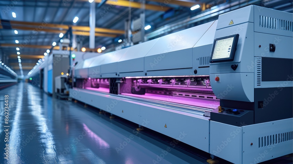 Aufkleber A digital printing factory with a modern minimalistic inkjet printer colored in white. Generative AI.