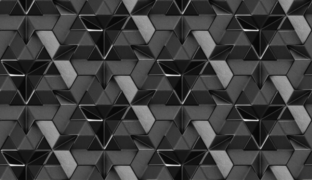 Seamless geometric star illustration in monochrome