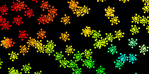 Dark green, red vector backdrop with virus symbols.