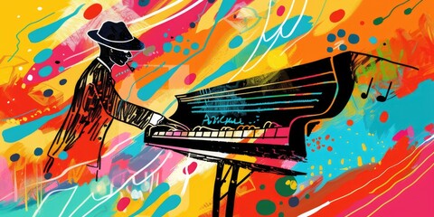 Colorful Piano Performance Artwork