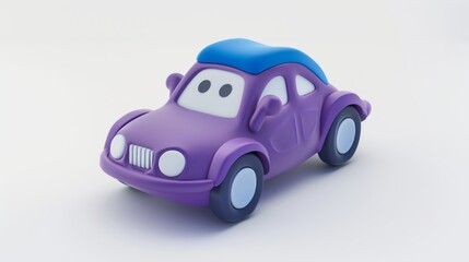3D purple cartoon car model