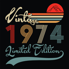 Vintage 1974 Limited Edition T shirt Design