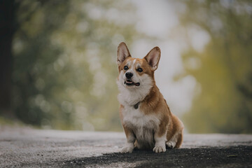 A funny female pembroke welsh corgi with big ears 