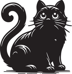 black and white cat cartoon