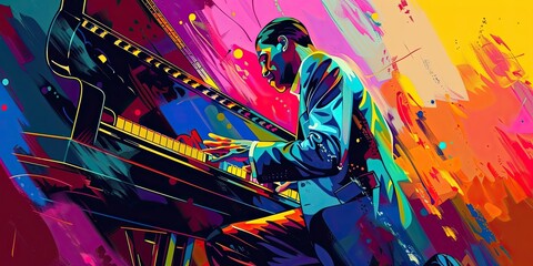 Vibrant Piano Performance Illustration