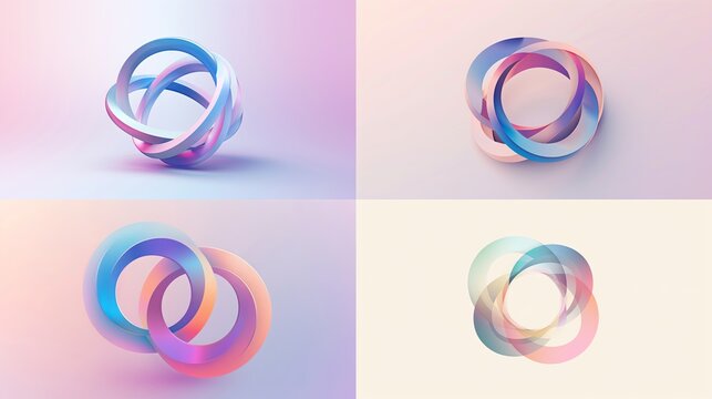 Logo minimalism full circle abstract intertwined rings