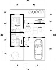 Architecture plan with furniture. home floor plan, isolated on white background, stock illustration.