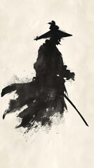 Fototapeta premium Samurai silhouette painting samurai.