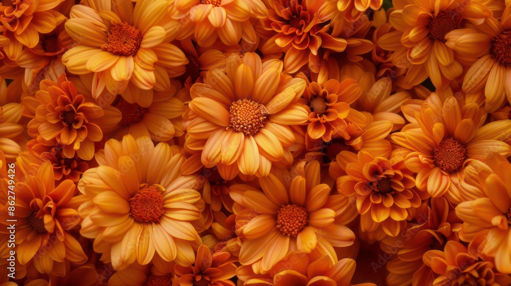 Poster vivid orange blooms to adorn your desktop background with a captivating copy space image. generative