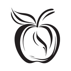 Apple Fruit Logo Black Simple image. illustration of an apple
