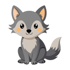 illustration of a cute gray wolf cub