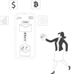 Businesswoman read and research email mobile phone