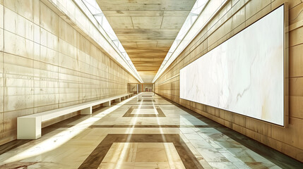 Obraz premium Mock up of Blank Billboard in a Modern Underground Passageway for creating designs.