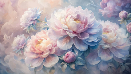 Graceful peony flower watercolor background