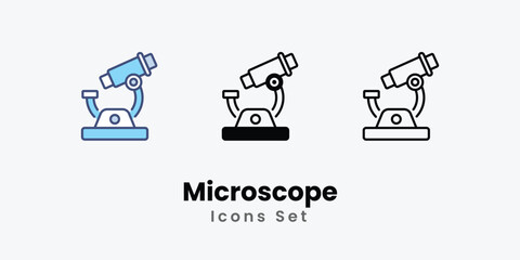Microscope icons vector set stock illustration