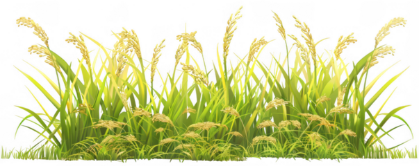 Field of Rice Plants with Golden Grain Heads