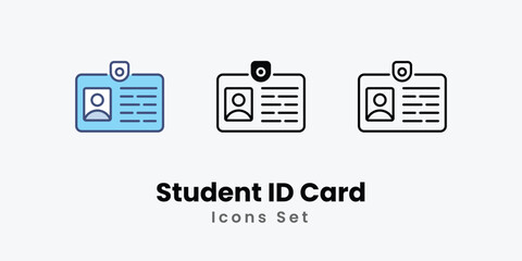 Student ID Card icons vector set stock illustration
