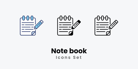 Note book icons vector set stock illustration