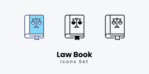 Law Book icons vector set stock illustration