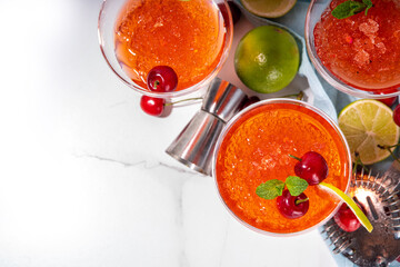 Cherry and lime alcoholic booze cocktail